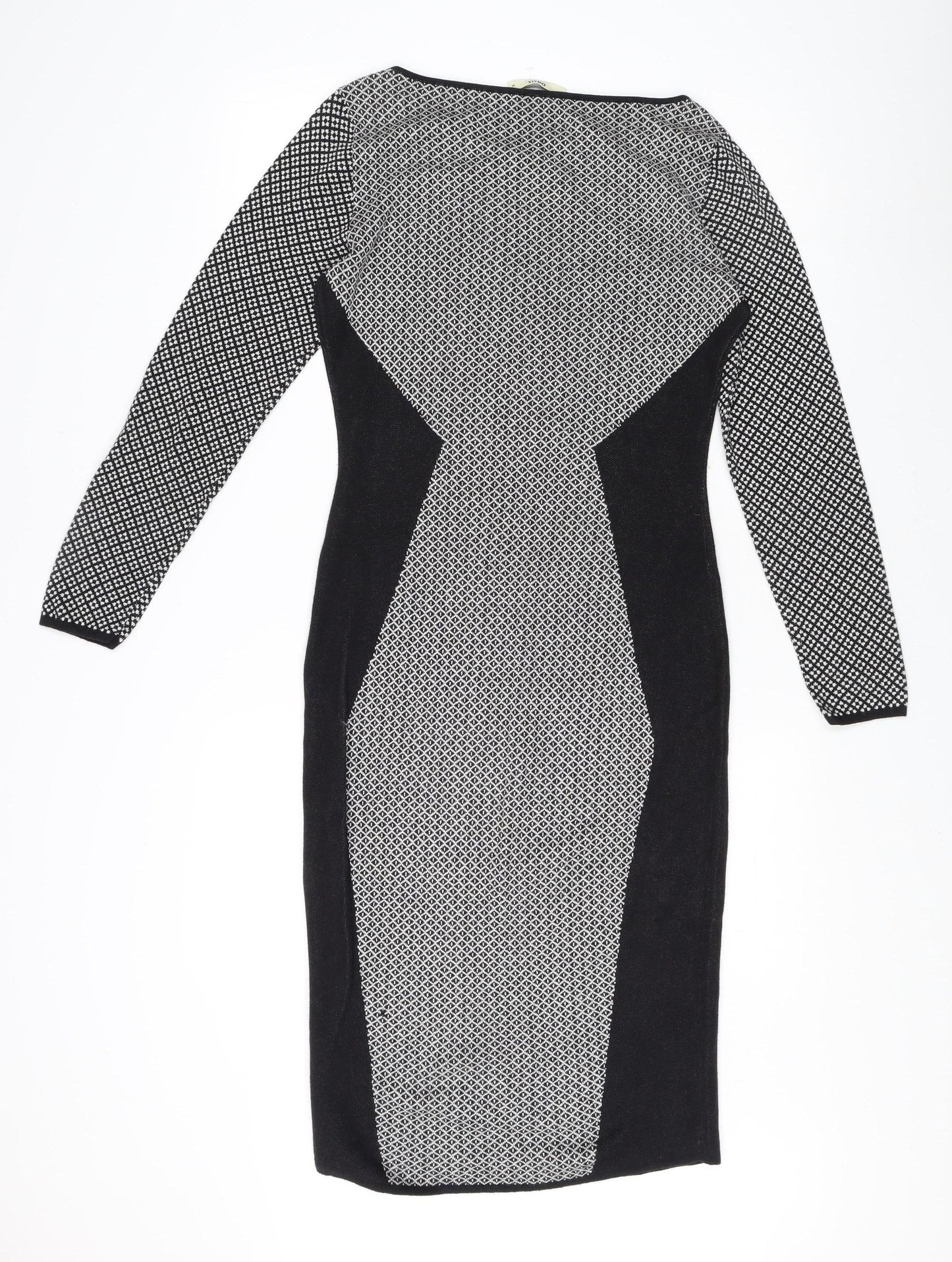 Oasis Women's Black Sheath Dress M Geometric Elegant