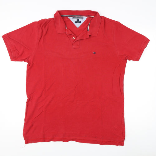Tommy Hilfiger Men's Red 2XL Polo Short Sleeve Slim Fit