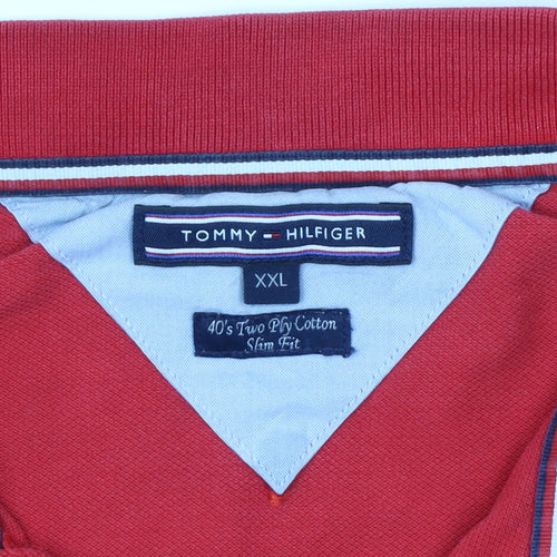 Tommy Hilfiger Men's Red 2XL Polo Short Sleeve Slim Fit