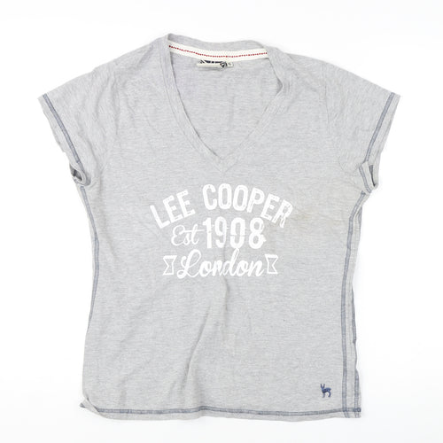 Lee Cooper Women's Grey V-Neck T-Shirt Size 16