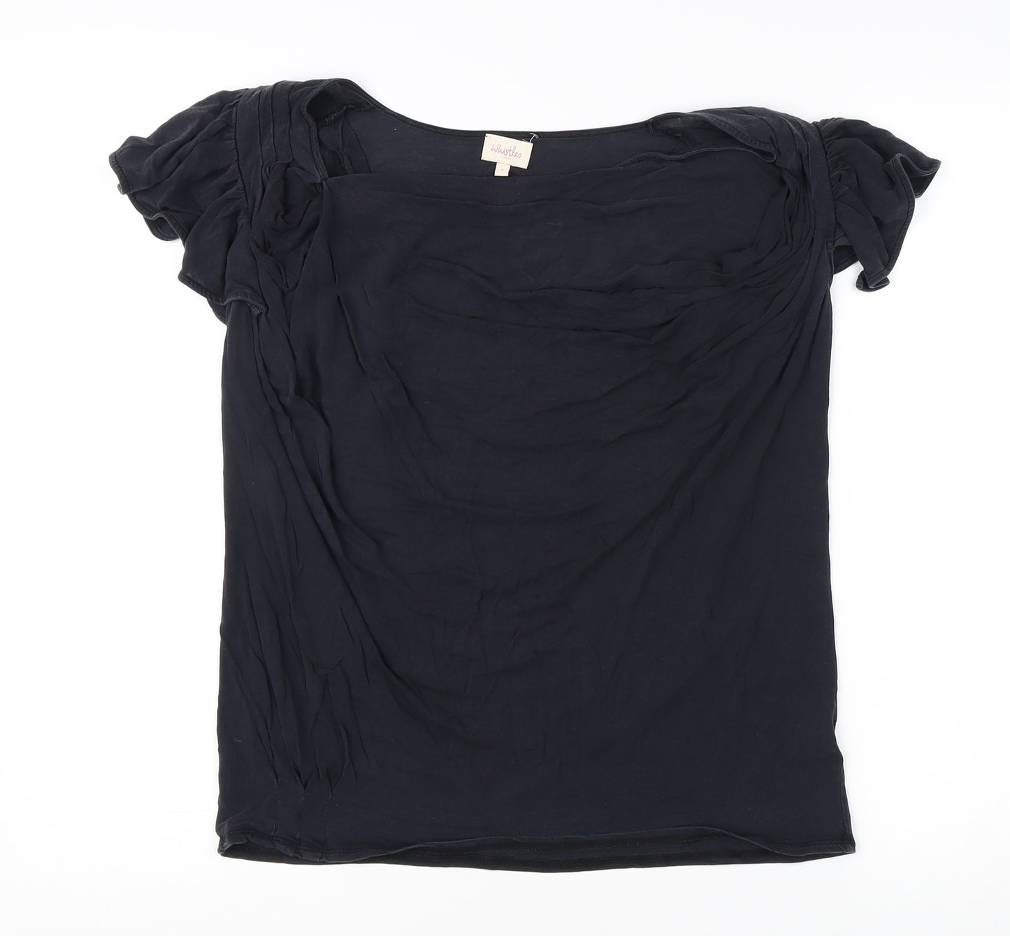 Whistles Women's Black Short Sleeve Top Size 2