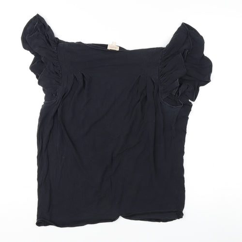 Whistles Women's Black Short Sleeve Top Size 2