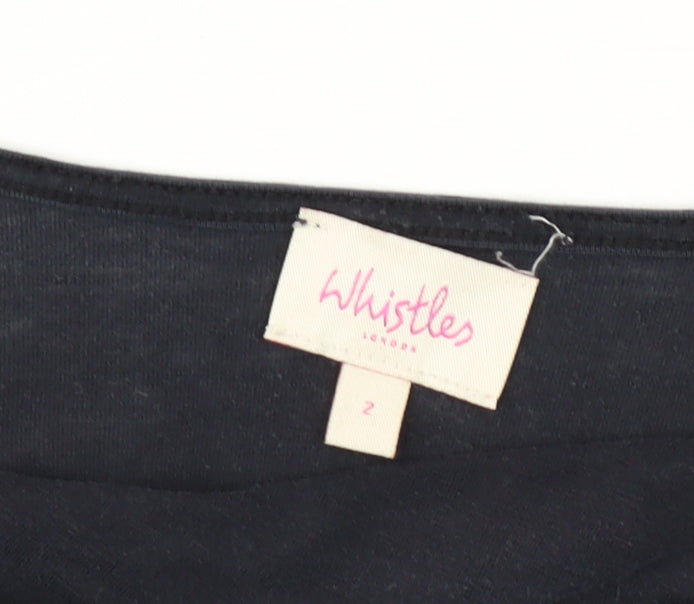 Whistles Women's Black Short Sleeve Top Size 2
