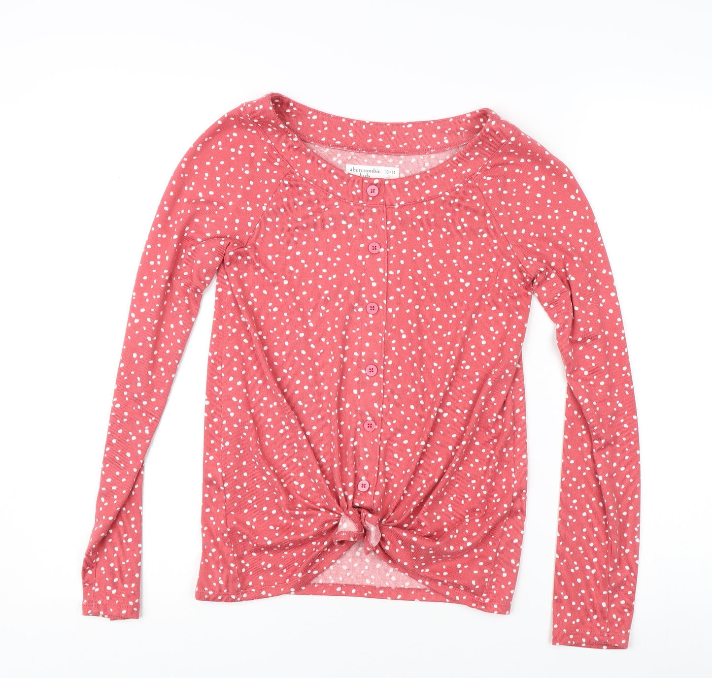 Abercrombie Girls' Red Spotted Long Sleeve Button Top