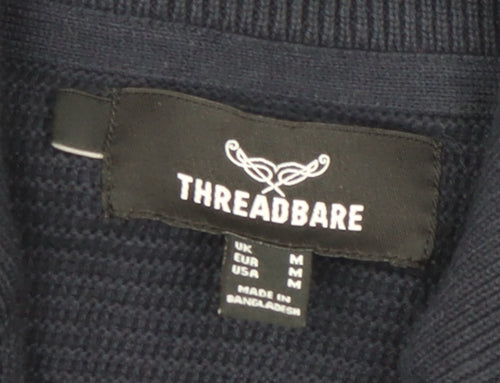 Threadbare Men's Black Medium Knit Full Zip Jacket