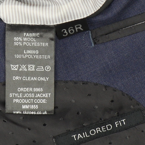 Skopes Men's Blue Suit Jacket, Size 36R, Notch Lapels