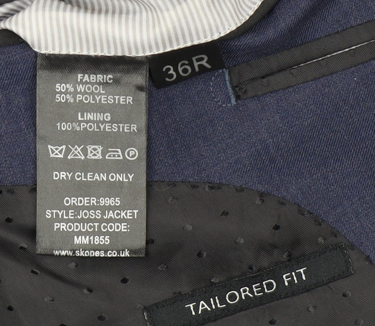 Skopes Men's Blue Suit Jacket, Size 36R, Notch Lapels