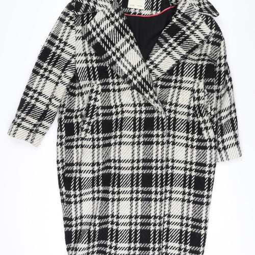 Zara Basic Women’s Black White Check Overcoat XS