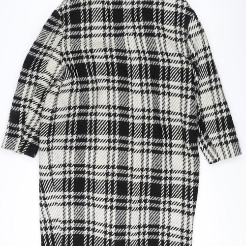 Zara Basic Women’s Black White Check Overcoat XS