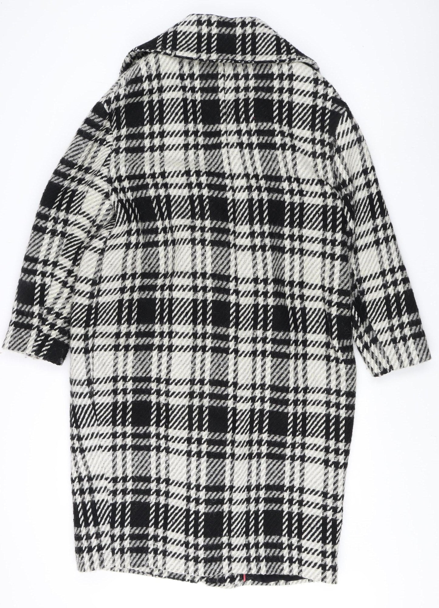Zara Basic Women’s Black White Check Overcoat XS