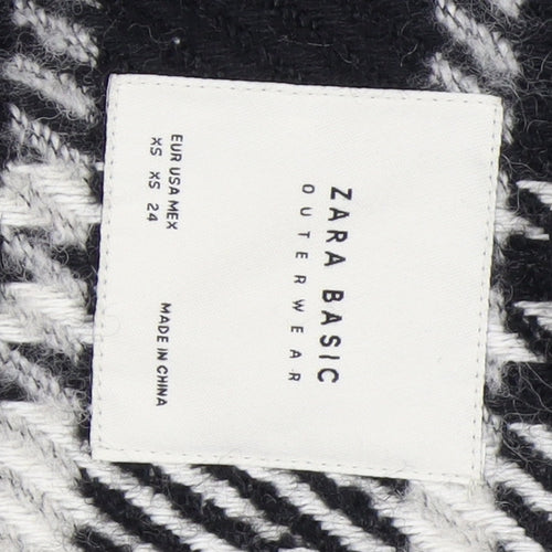 Zara Basic Women’s Black White Check Overcoat XS
