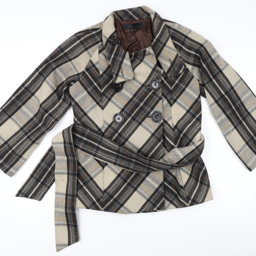 Zara Women's Multicoloured Plaid Coat, Size S