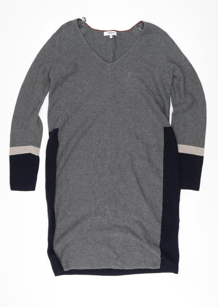 Farhi Women's Grey V-Neck Pullover Jumper M