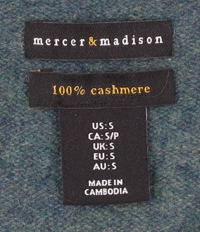 Mercer & Madison Women's Blue Cashmere Henley Jumper - S