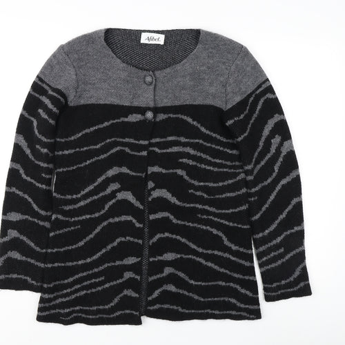 Afibel Women's Grey Black Cardigan, Size 6/S