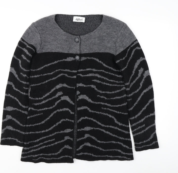 Afibel Women's Grey Black Cardigan, Size 6/S
