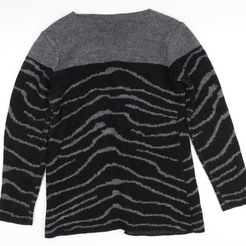 Afibel Women's Grey Black Cardigan, Size 6/S