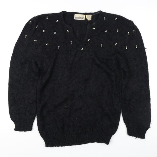 Country Suburbans Women's Black Beaded Pullover Jumper L