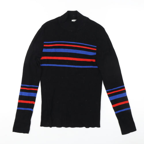 Pimkie Women's Black Striped Mock Neck Jumper M