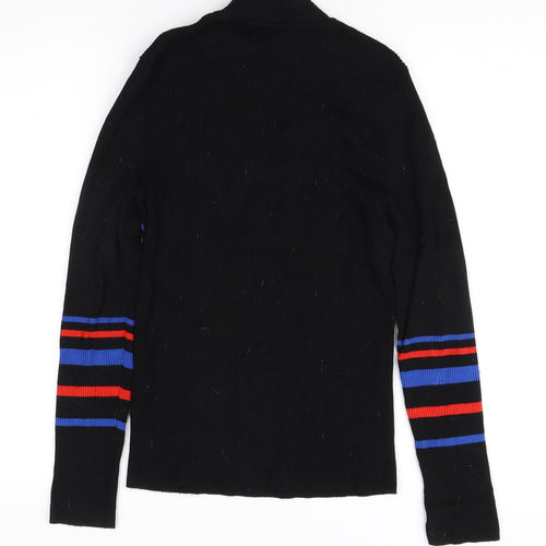 Pimkie Women's Black Striped Mock Neck Jumper M