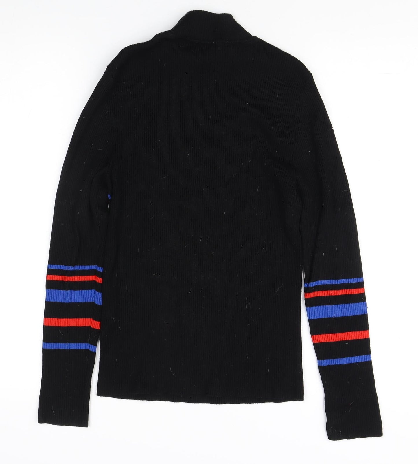 Pimkie Women's Black Striped Mock Neck Jumper M
