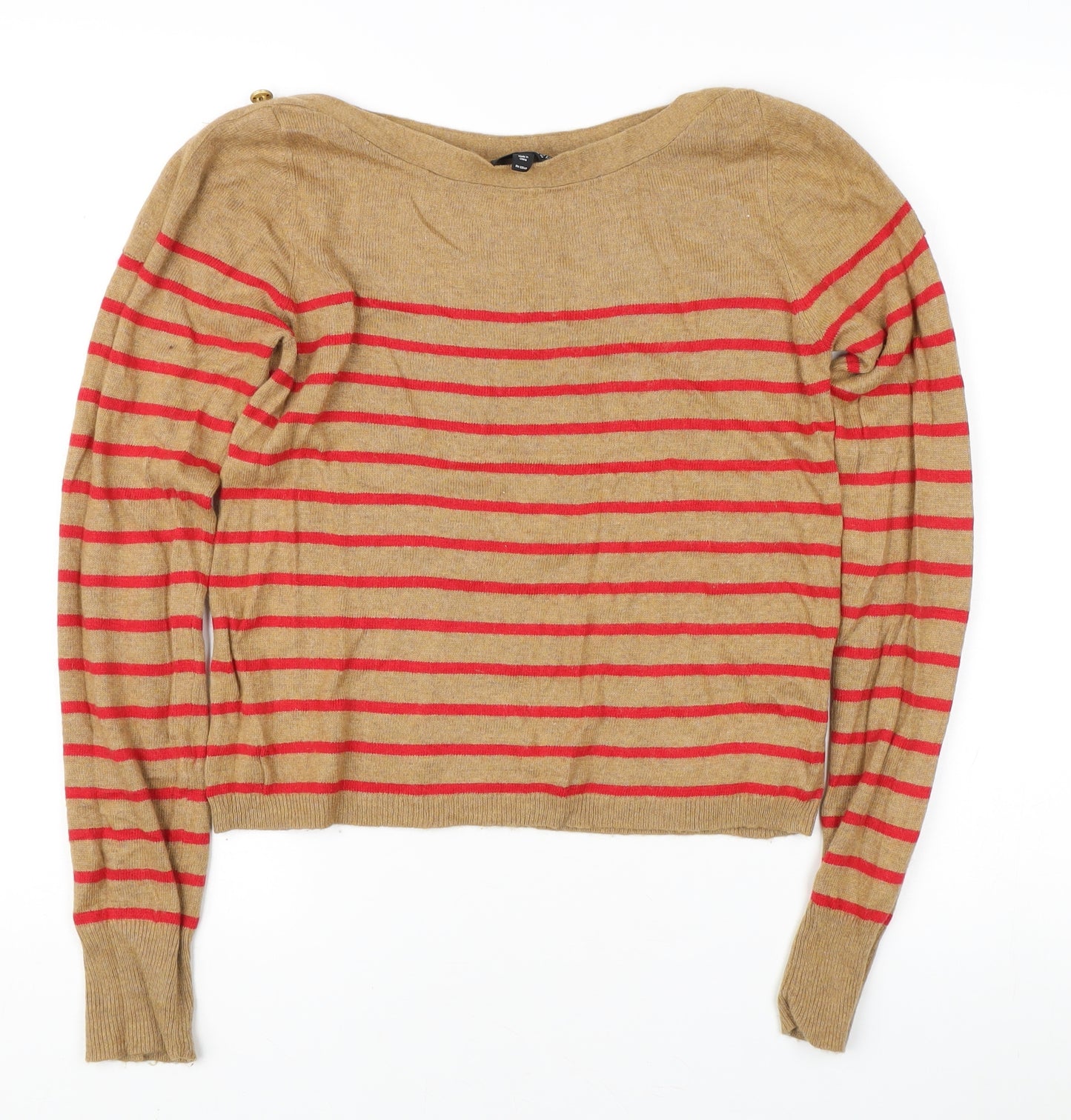 Topshop Women Brown Striped Pullover Jumper Size 10