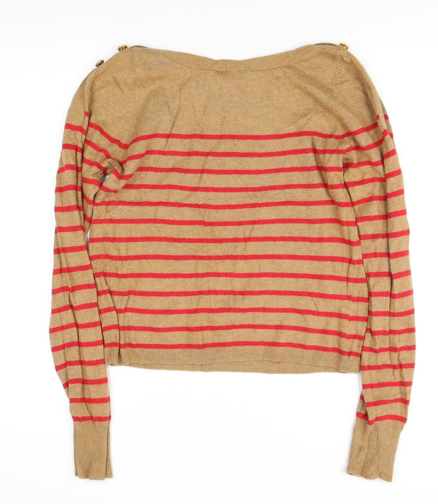 Topshop Women Brown Striped Pullover Jumper Size 10