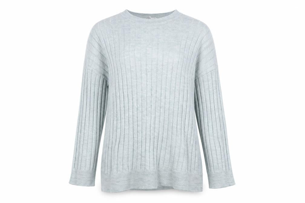 Front view of Zara Women's Blue jumper, size S, Crew Neck