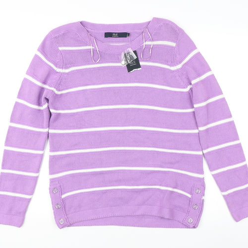Isle Women's Purple Striped Pullover Jumper Size S