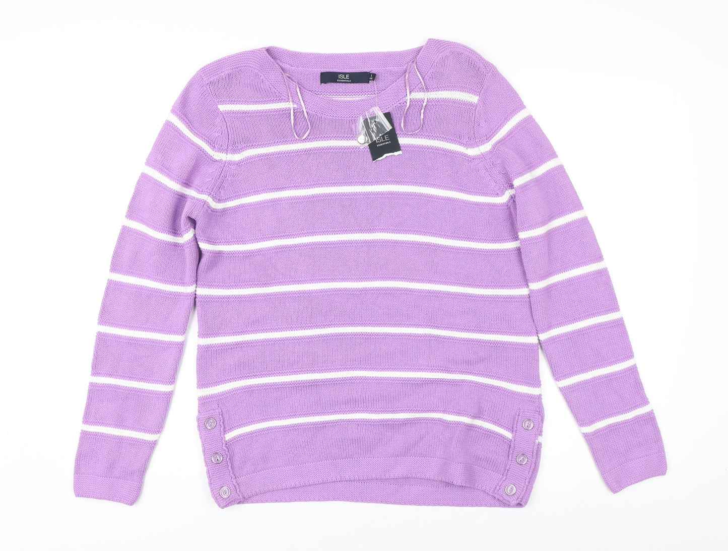 Isle Women's Purple Striped Pullover Jumper Size S