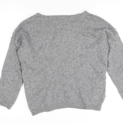 Benedetta B. Grey Beaded Women's Pullover Jumper Large