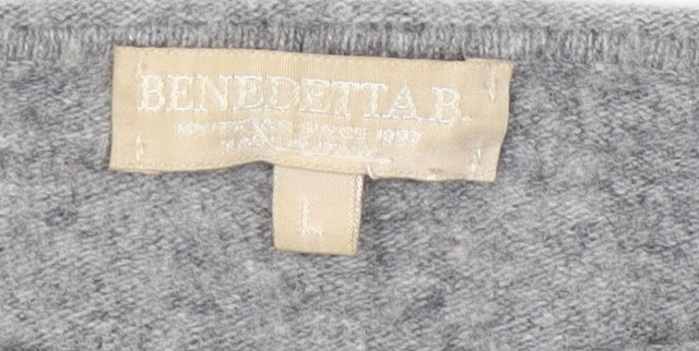 Benedetta B. Grey Beaded Women's Pullover Jumper Large
