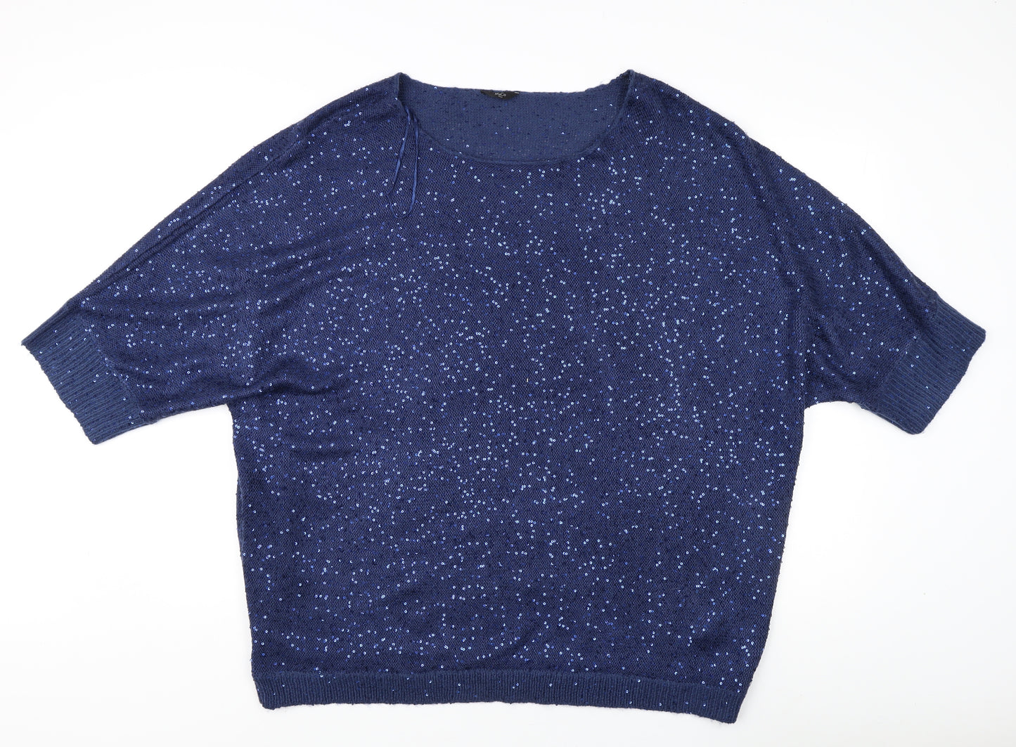 M&Co Women's Plus Size Blue Knit Jumper