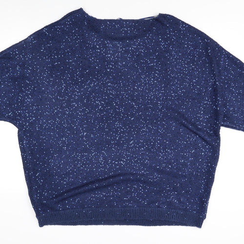 M&Co Women's Plus Size Blue Knit Jumper