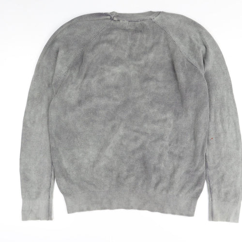 Topman Men's Grey Cotton Pullover Jumper - M, Crew Neck