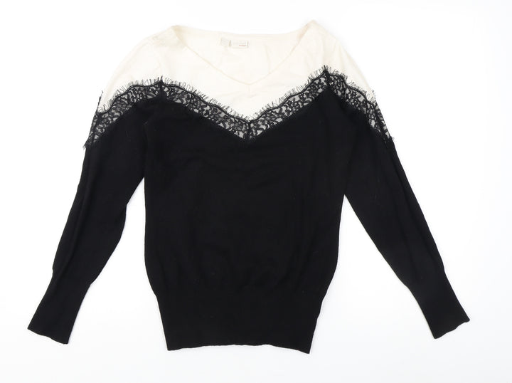 Body Flirt Women’s Black V-Neck Pullover Jumper Size 12