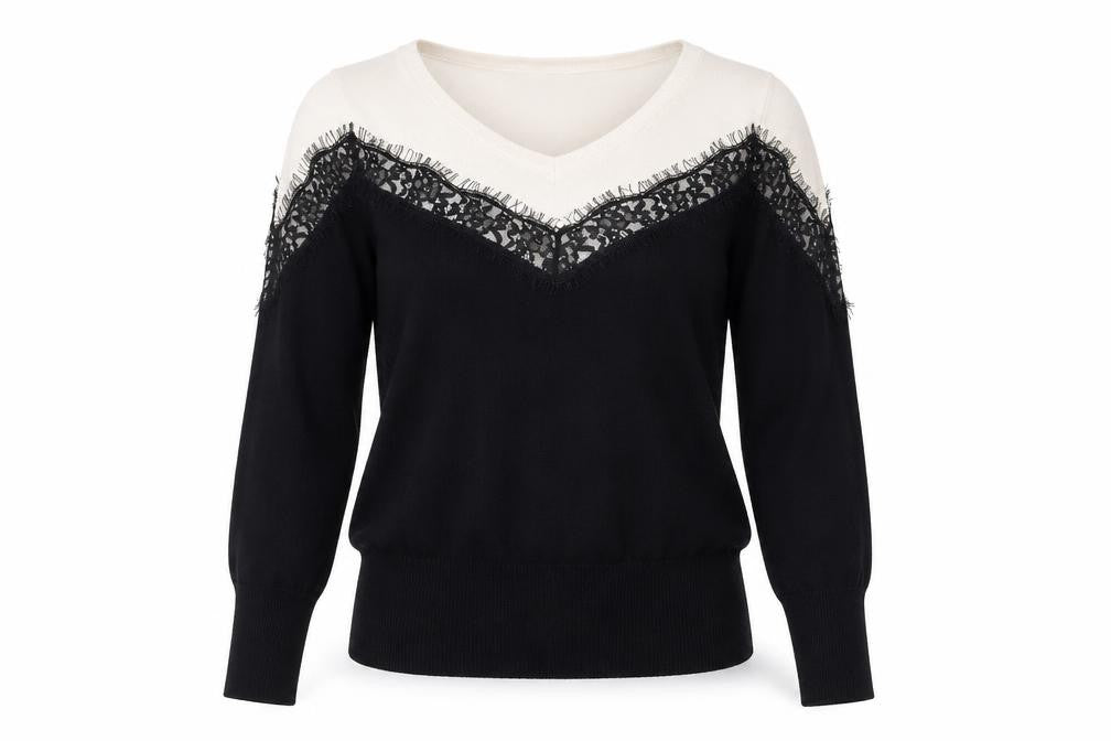 Front view of Body Flirt Women’s Black V-Neck jumper, size UK 12