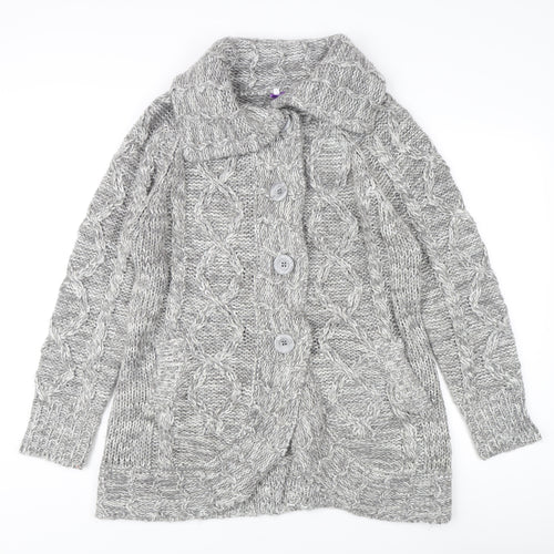 BHS Women's Grey Cable-Knit Cardigan Size 18