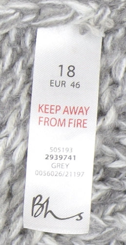 BHS Women's Grey Cable-Knit Cardigan Size 18