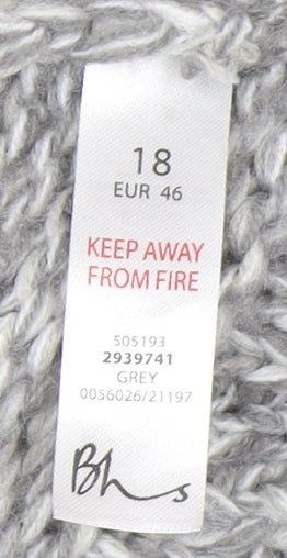BHS Women's Grey Cable-Knit Cardigan Size 18