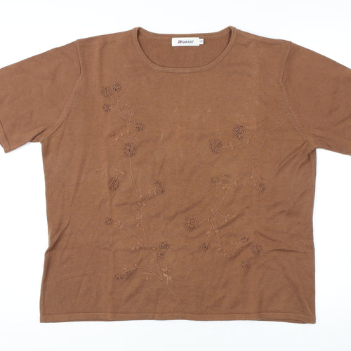 Damart Women's Brown Cotton T-Shirt Size 16
