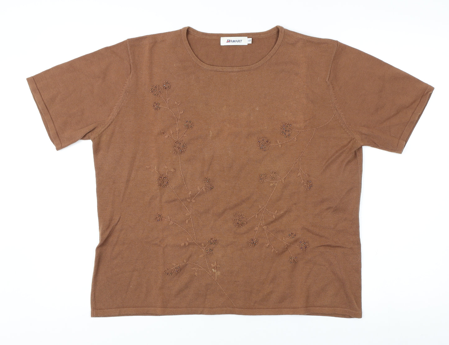 Damart Women's Brown Cotton T-Shirt Size 16