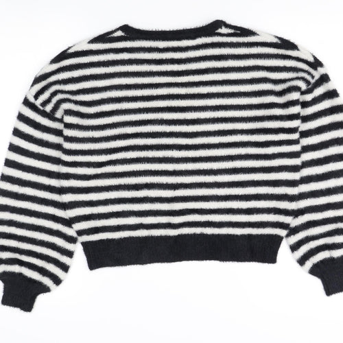 ONLY Women's Black Striped Pullover Jumper Size M