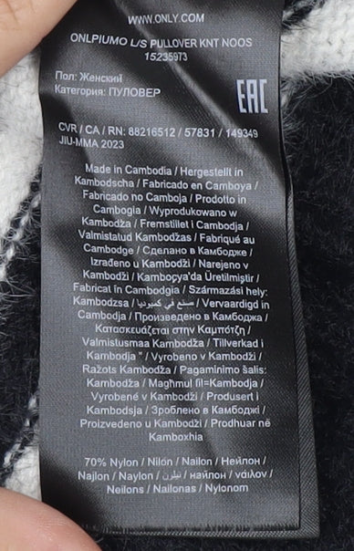 ONLY Women's Black Striped Pullover Jumper Size M