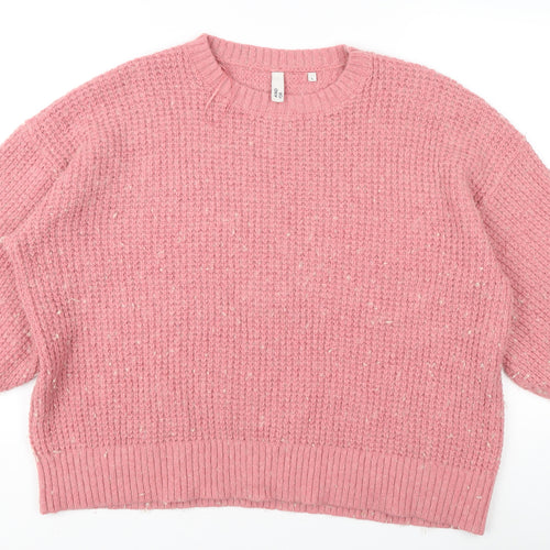 AND/OR Women's Pink Chunky Knit Pullover Jumper L