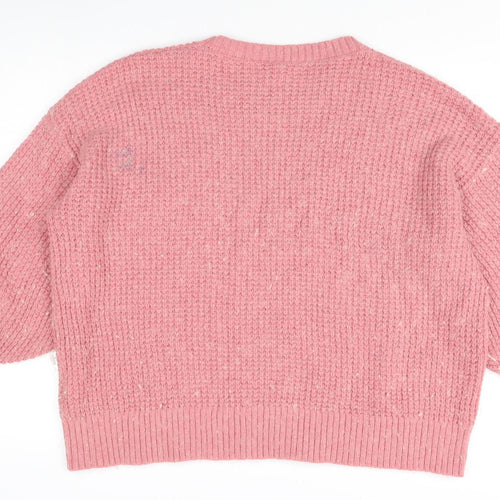 AND/OR Women's Pink Chunky Knit Pullover Jumper L