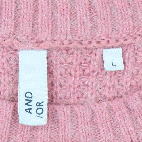 AND/OR Women's Pink Chunky Knit Pullover Jumper L