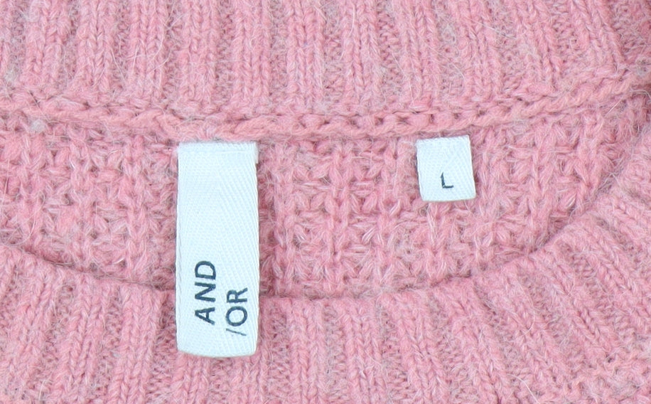 AND/OR Women's Pink Chunky Knit Pullover Jumper L