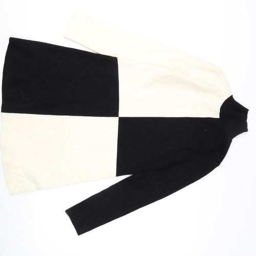 Zara Women's Black High Neck Check Pullover Jumper S