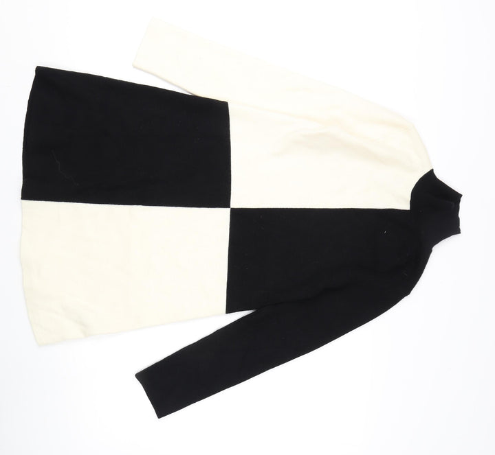 Zara Women's Black High Neck Check Pullover Jumper S